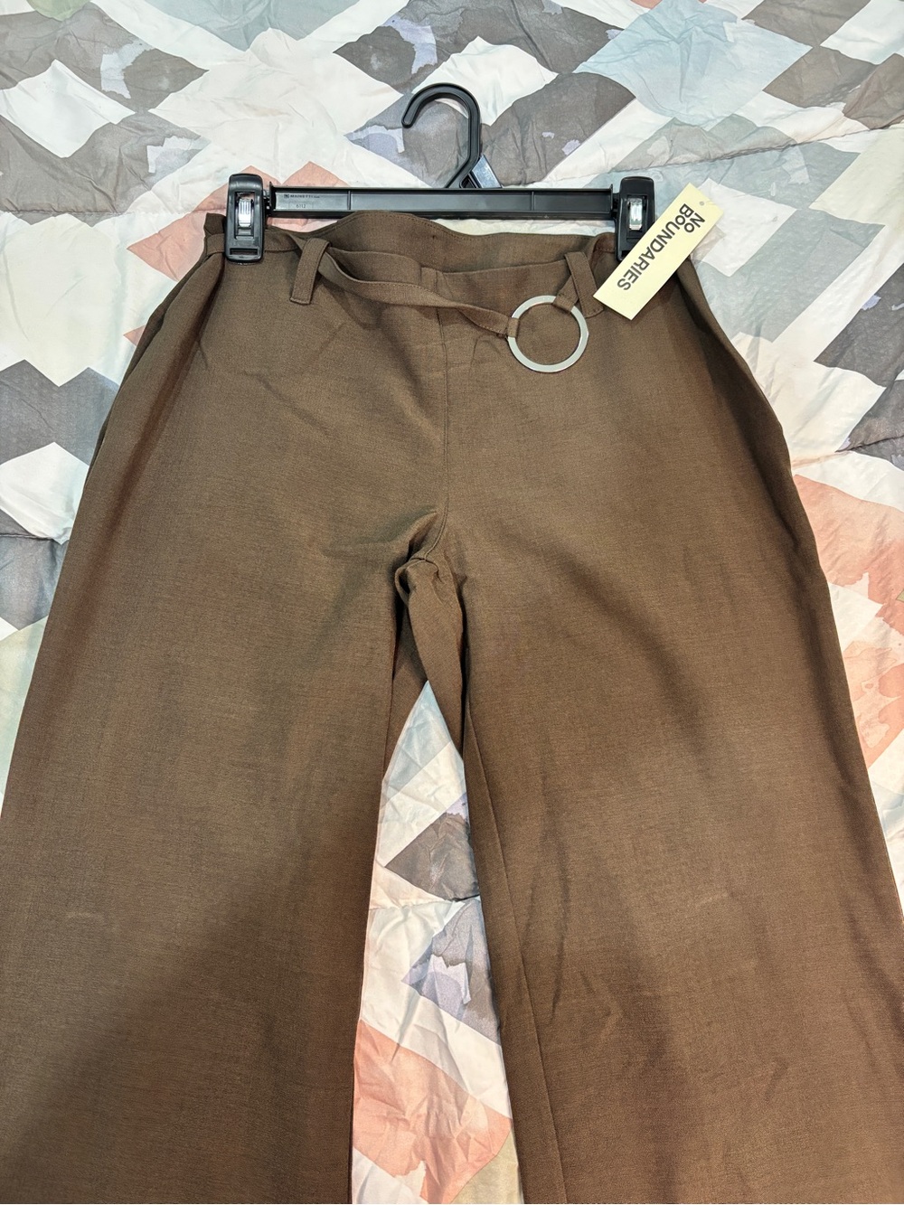 No Boundaries Chocolate Brown Wide-Leg Pants with Ring Belt